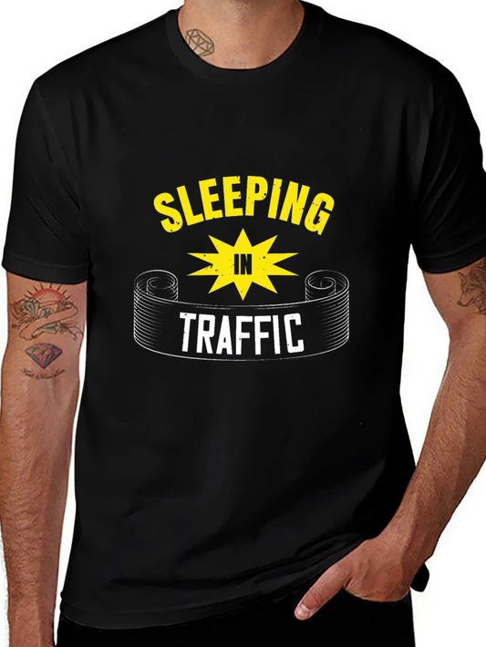 Sleeping In Traffic Graphic Tee - Black Cotton T-Shirt