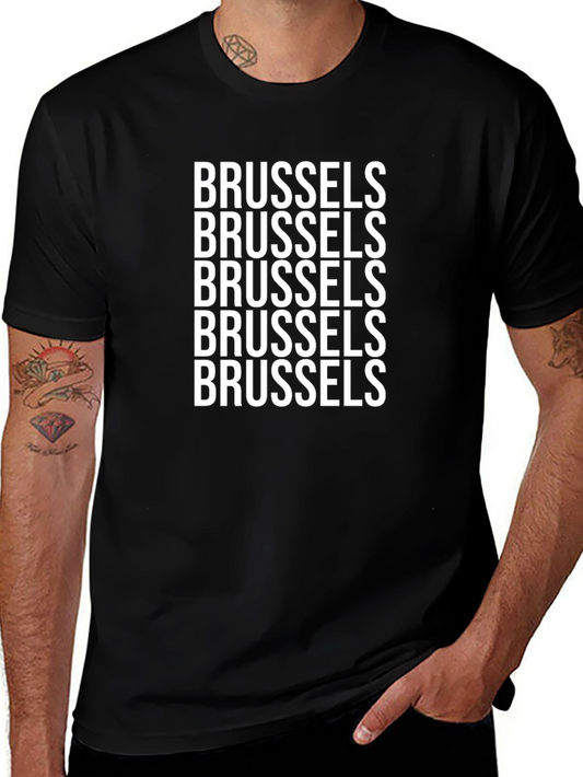 Brussels Text Graphic Black T-Shirt