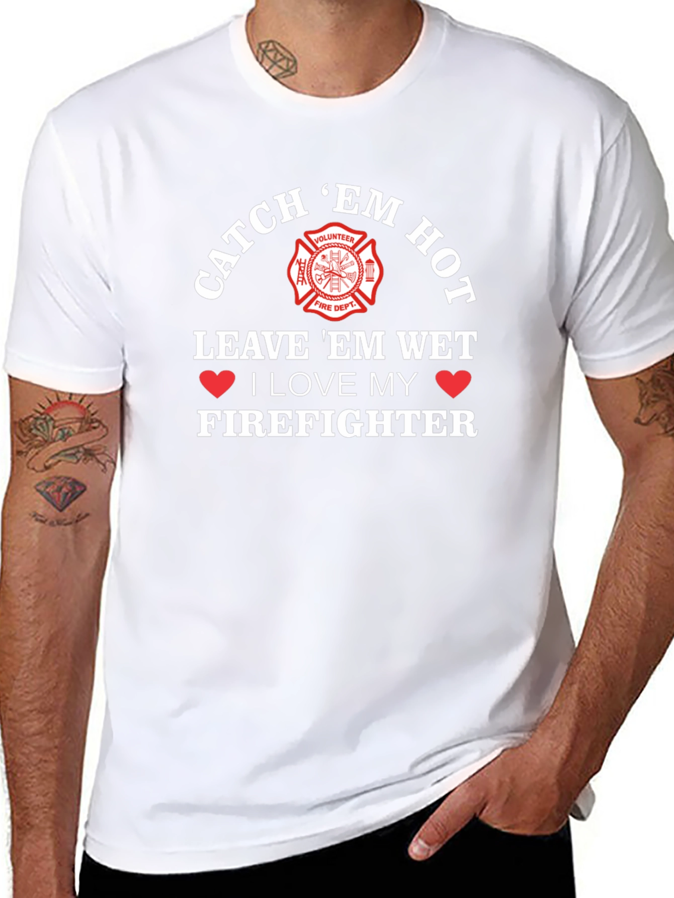 Catch Em Hot Firefighter Graphic Tee