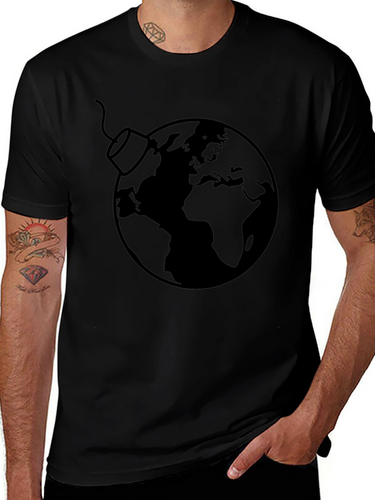 Earth Bomb Graphic Tee - Black Cotton Casual T-Shirt