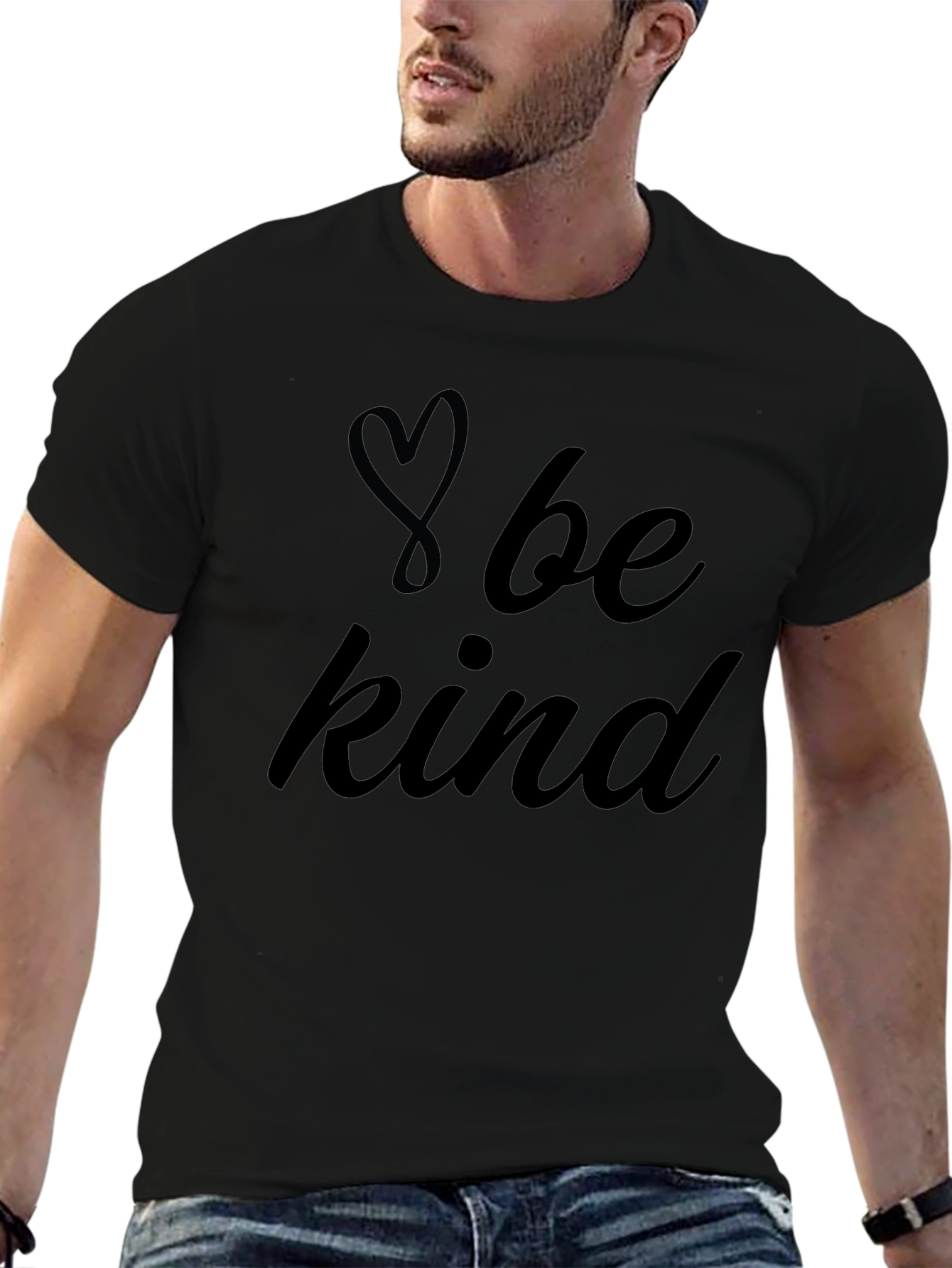 Be Kind Heart Graphic Tee - Black