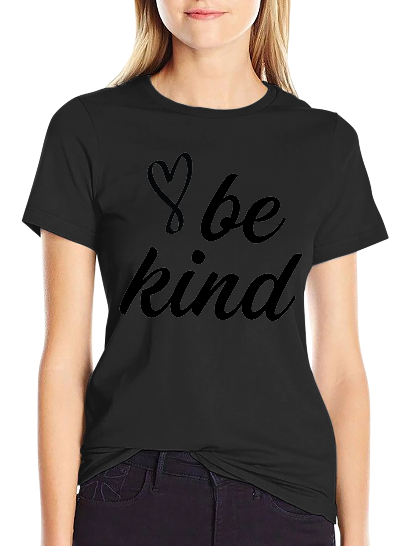 Be Kind Heart Graphic Tee - Black