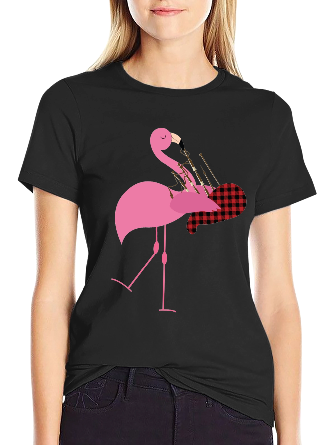 Flamingo Bagpipe Graphic T-Shirt - Unique Design