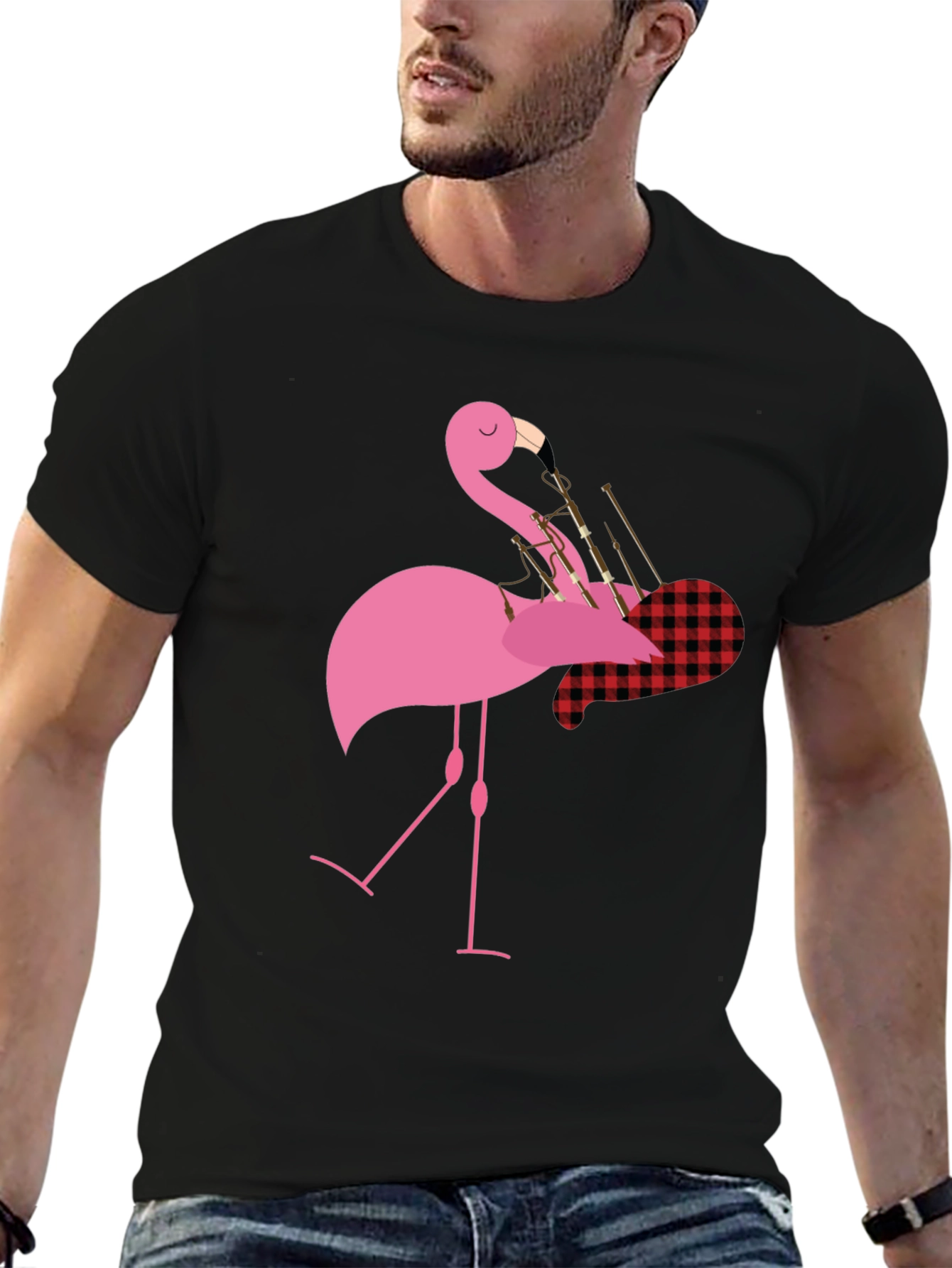 Flamingo Bagpipe Graphic T-Shirt - Unique Design