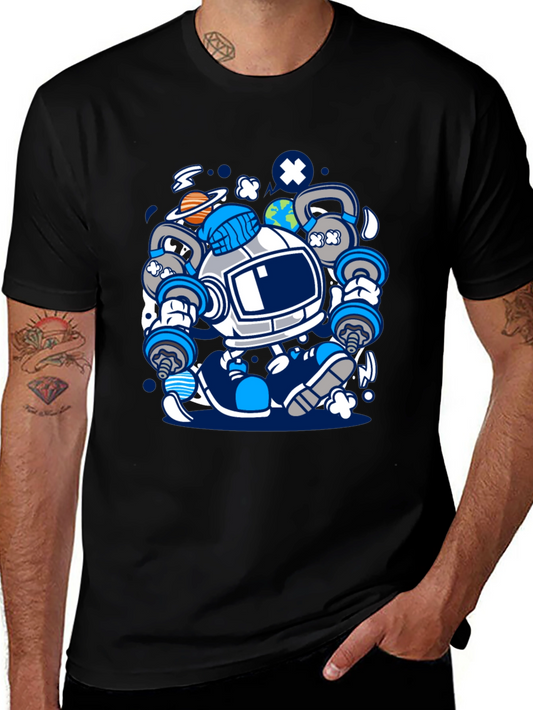 Astronaut Lifting Weights Graphic T-Shirt