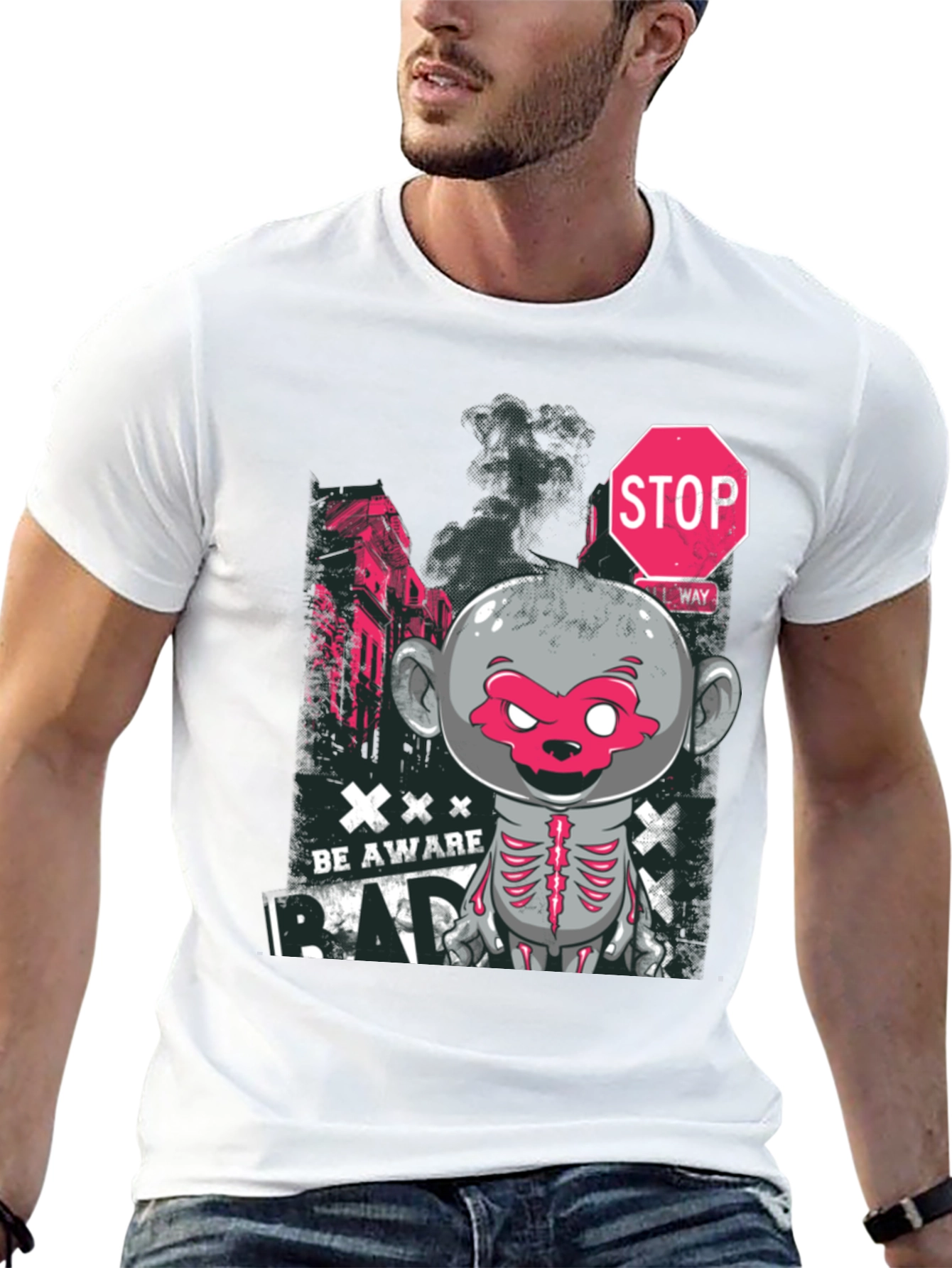 Be Aware Bad Monkey Graphic T-Shirt