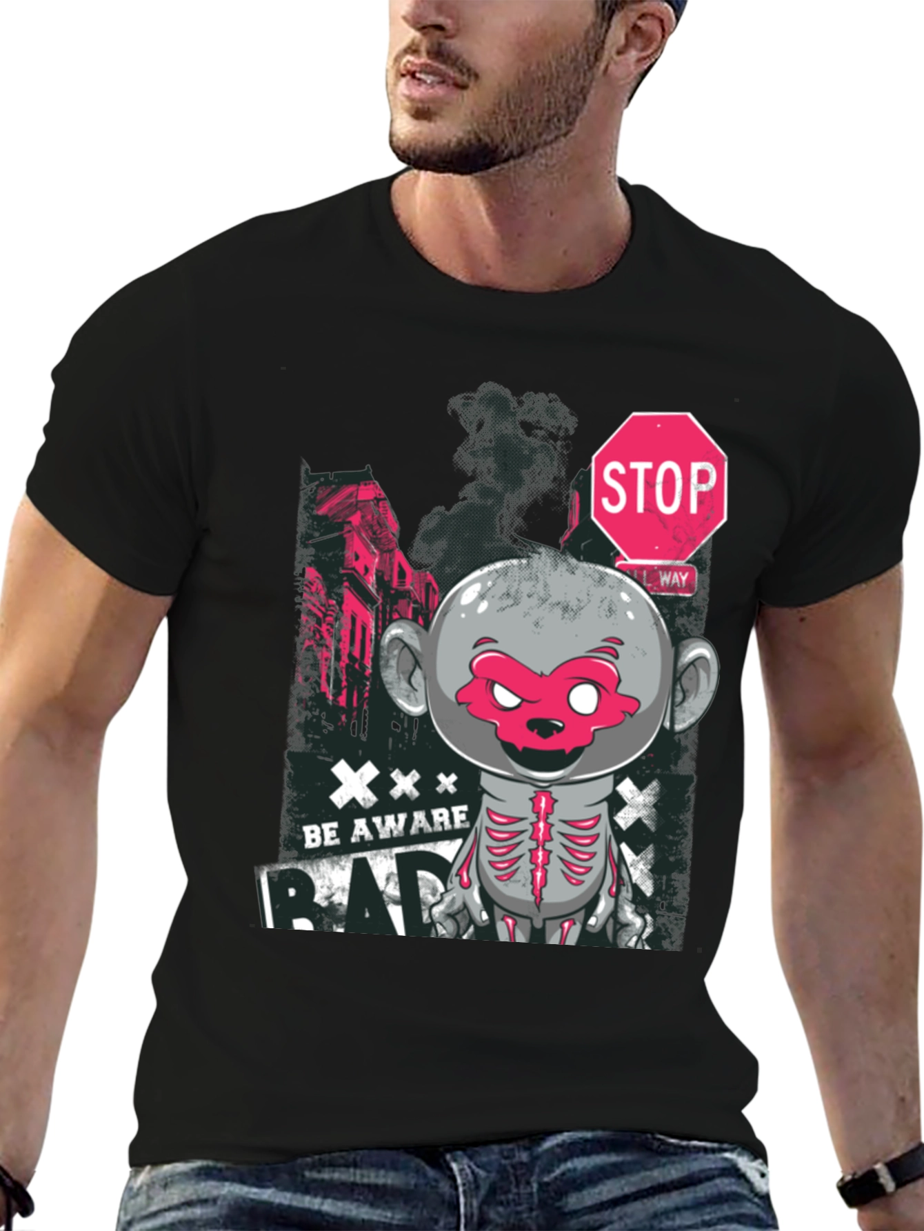 Be Aware Bad Monkey Graphic T-Shirt