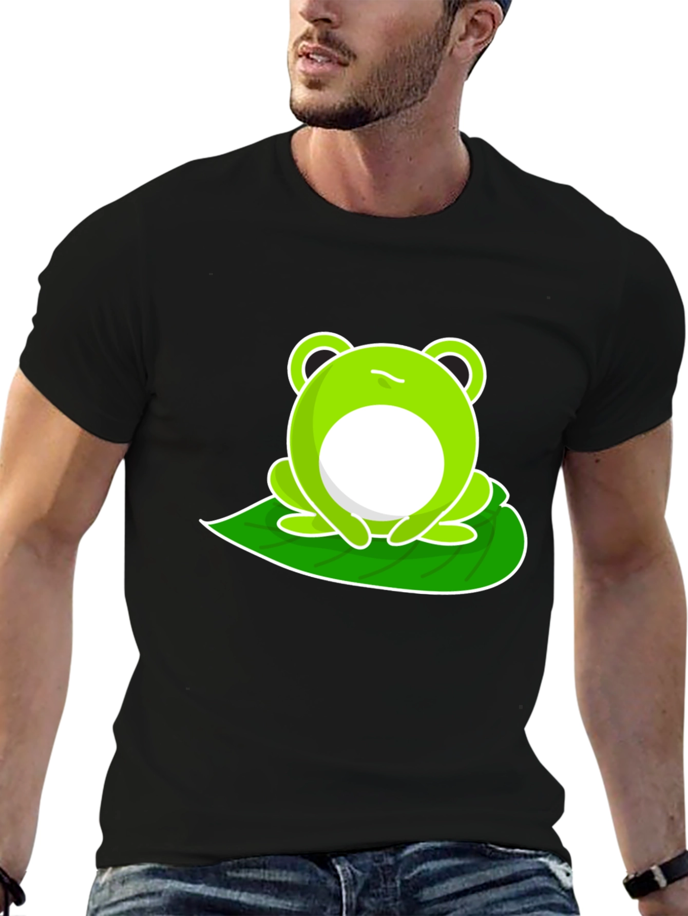 Funny Frog Graphic Tee - Black Cotton T-Shirt