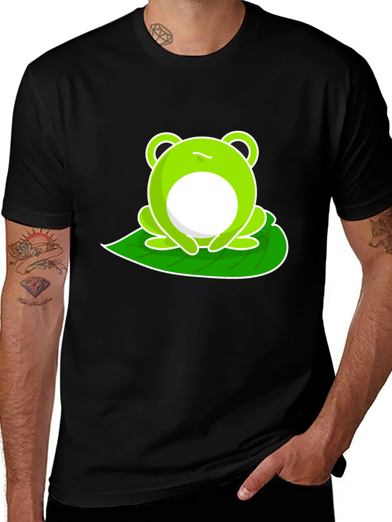 Funny Frog Graphic Tee - Black Cotton T-Shirt