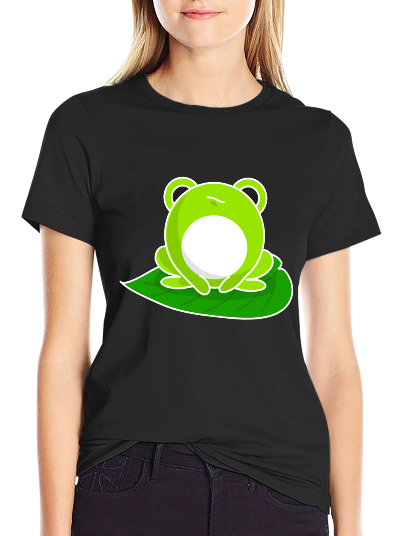 Funny Frog Graphic Tee - Black Cotton T-Shirt