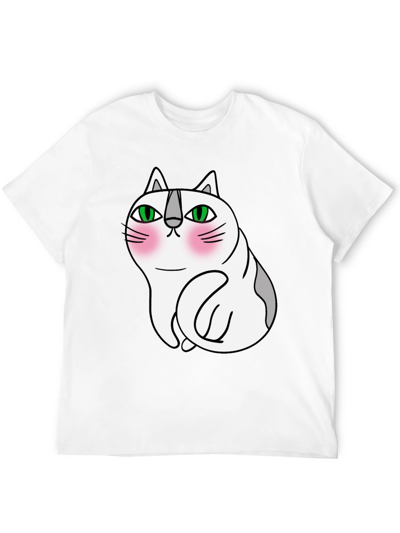 Cute Cartoon Cat Graphic Tee - Unisex Black T-Shirt