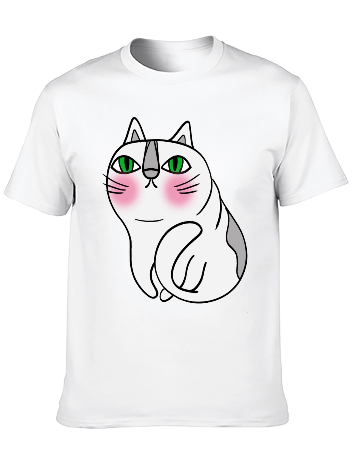 Cute Cartoon Cat Graphic Tee - Unisex Black T-Shirt