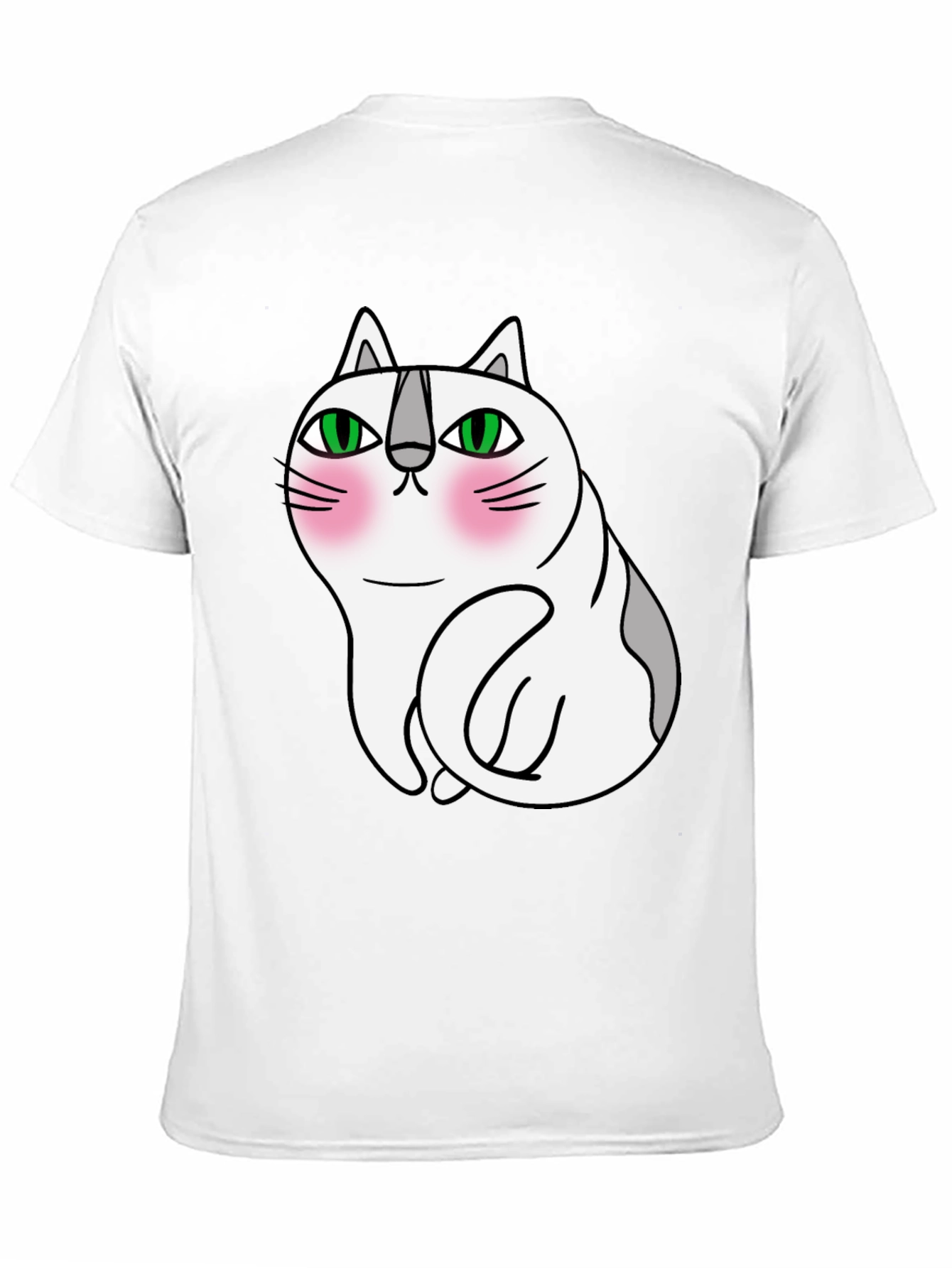 Cute Cartoon Cat Graphic Tee - Unisex Black T-Shirt