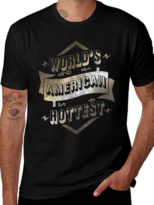 Worlds Hottest American Mens Black Graphic T-Shirt