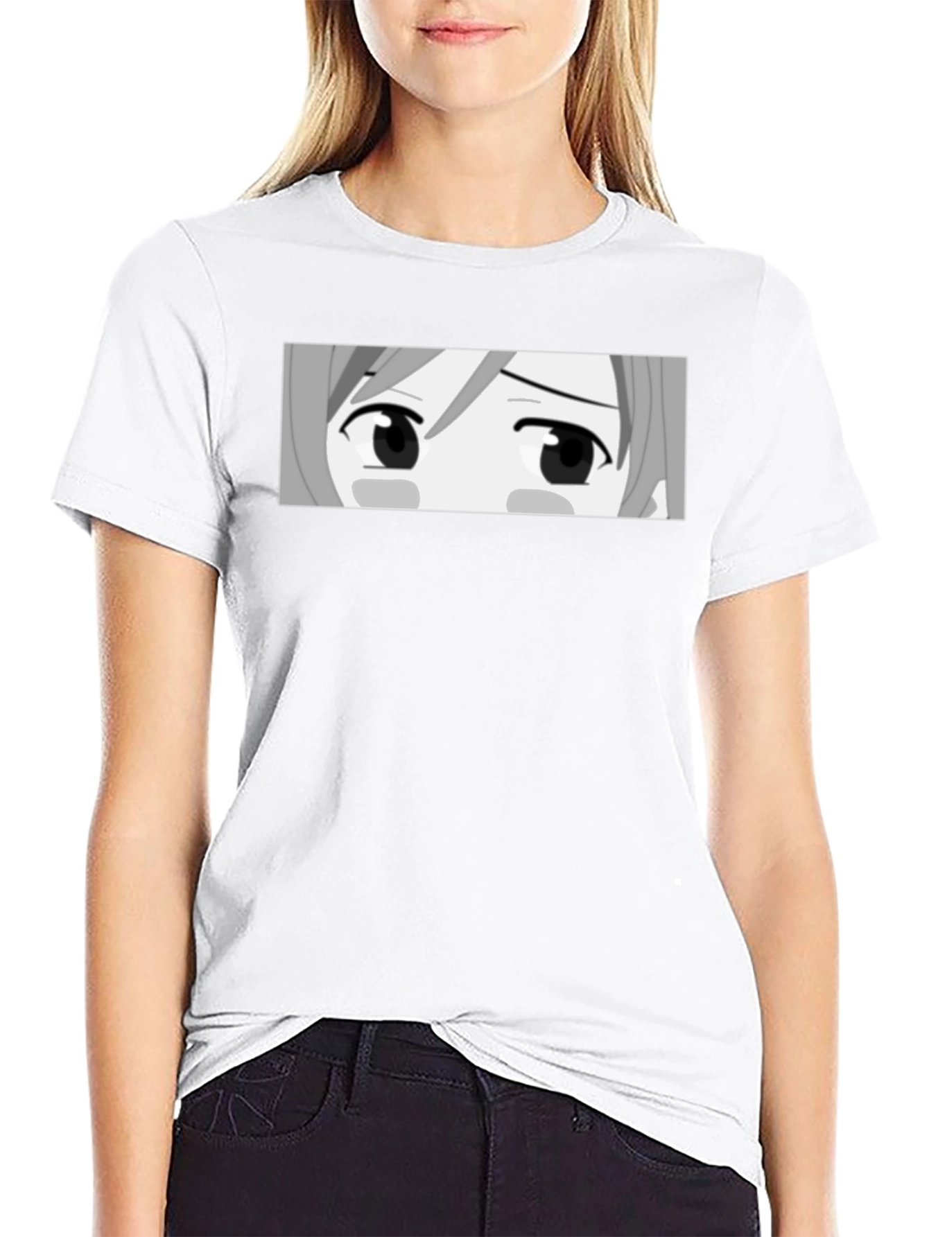 Anime Eyes Graphic Black T-Shirt