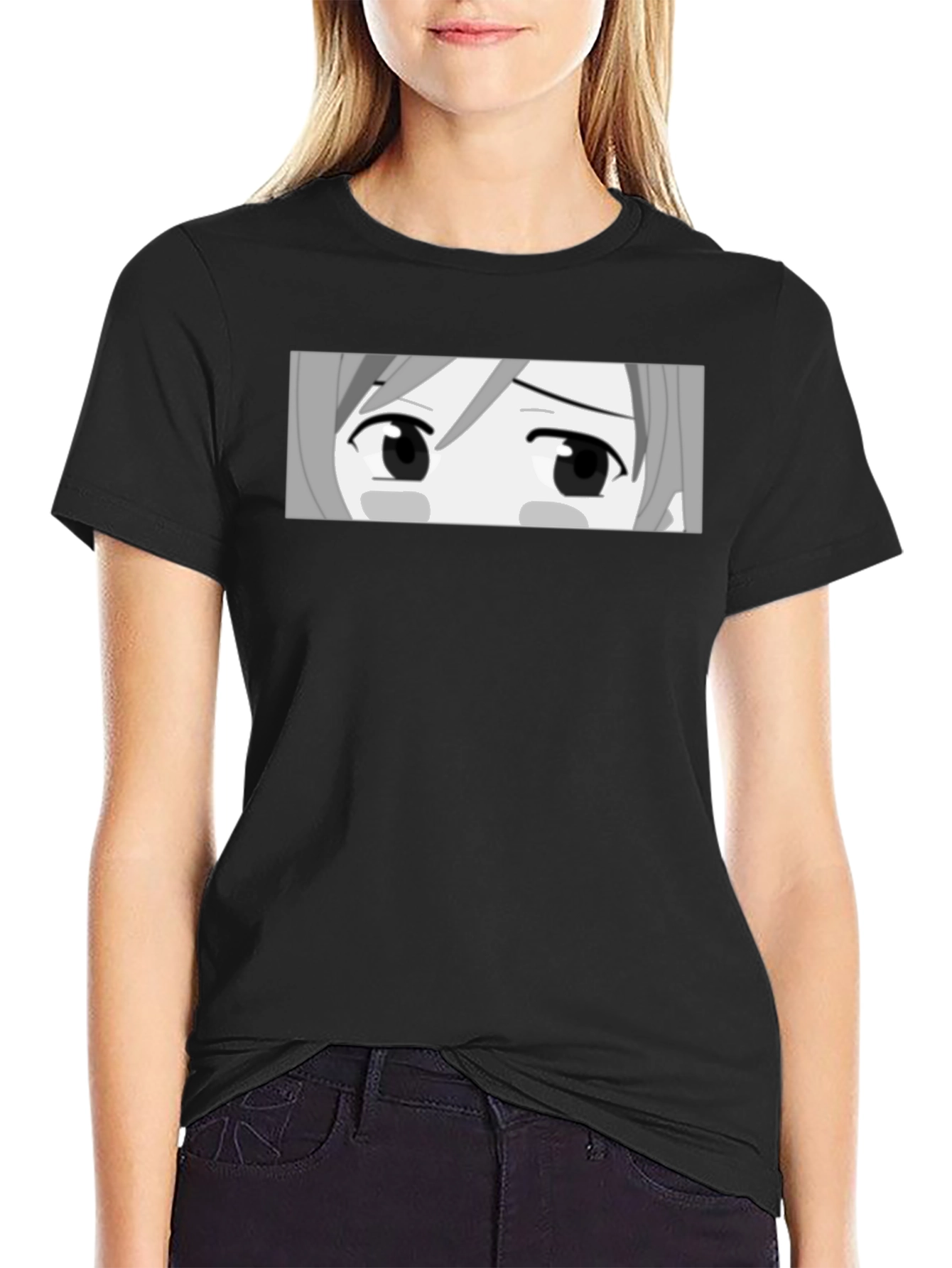 Anime Eyes Graphic Black T-Shirt