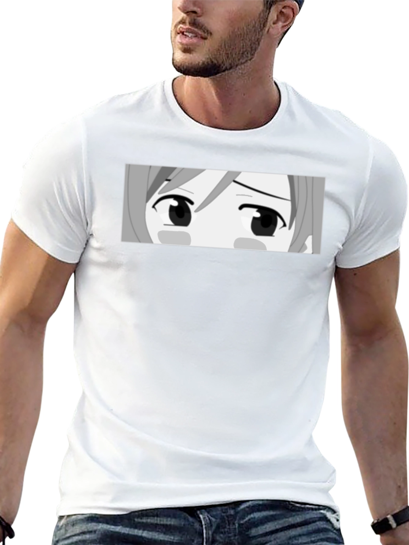 Anime Eyes Graphic Black T-Shirt