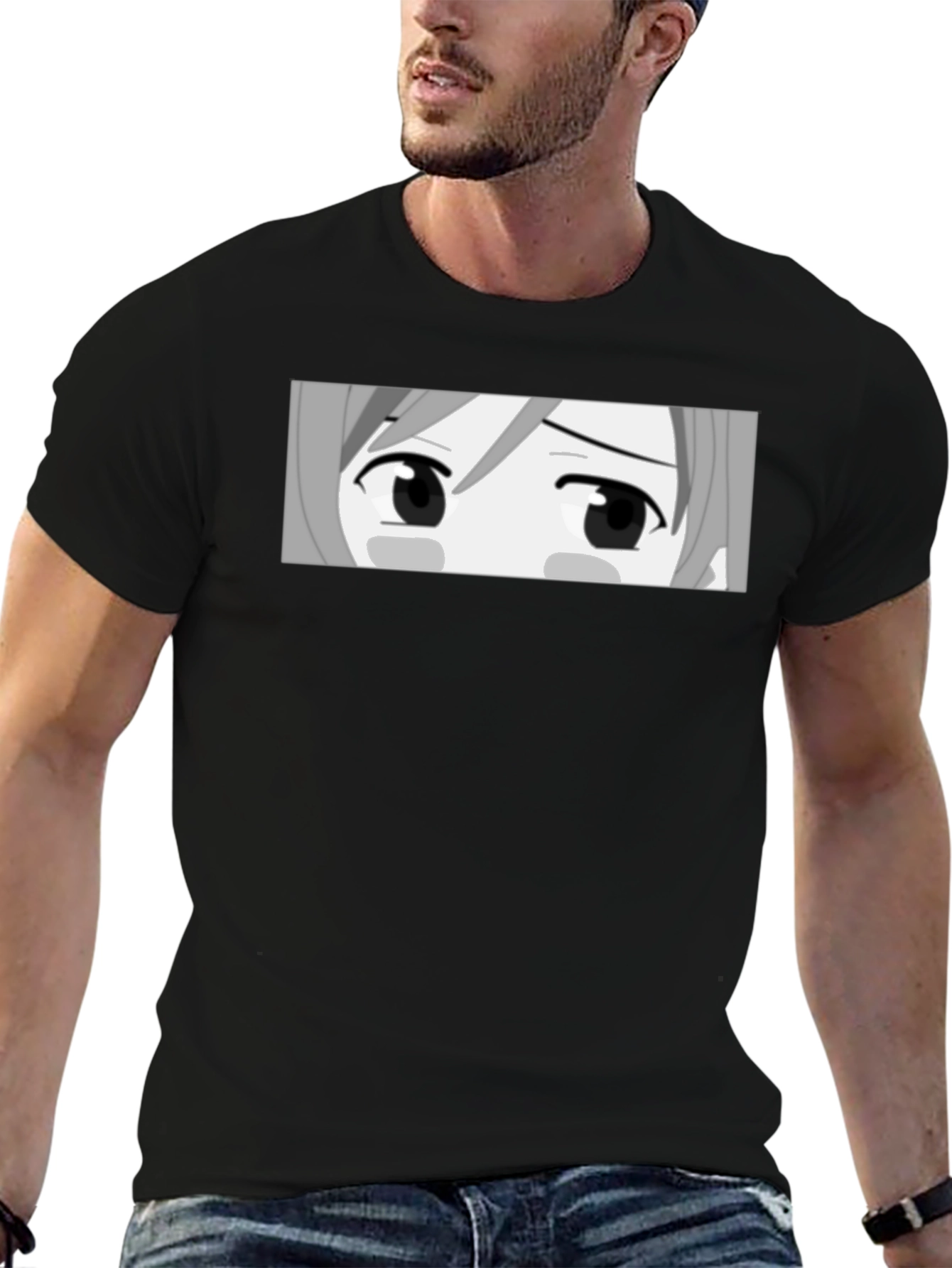 Anime Eyes Graphic Black T-Shirt