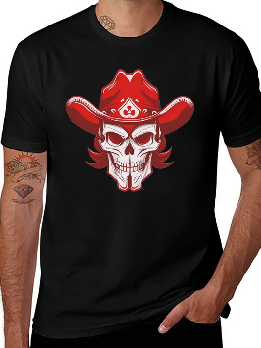 Skull Cowboy Hat Graphic Tee - Black