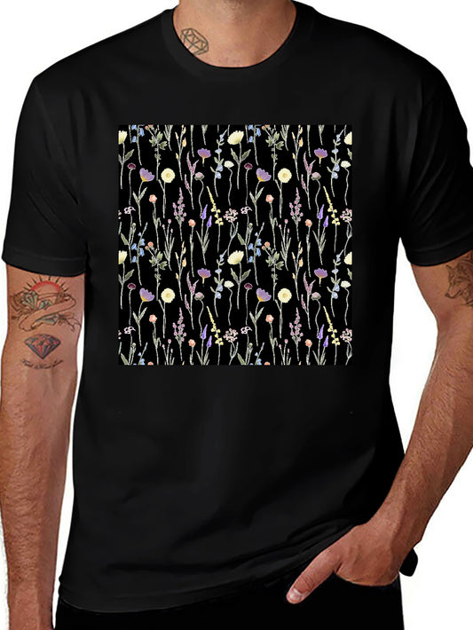 Floral Print T-Shirt - Black