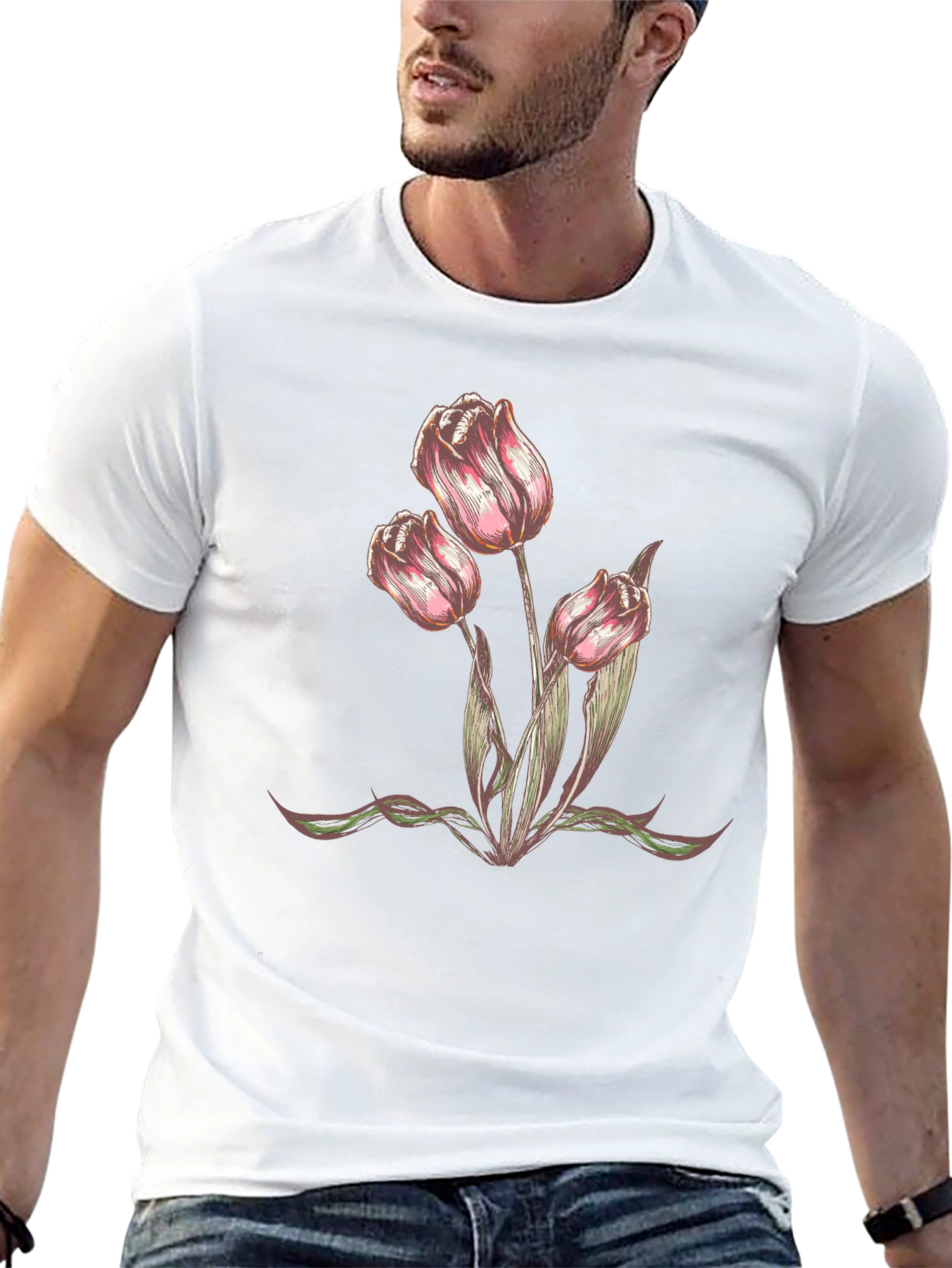 Floral Tulip Graphic T-Shirt - Trendy Casual Wear