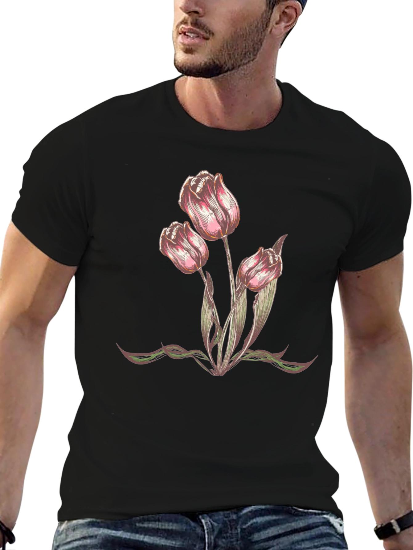 Floral Tulip Graphic T-Shirt - Trendy Casual Wear