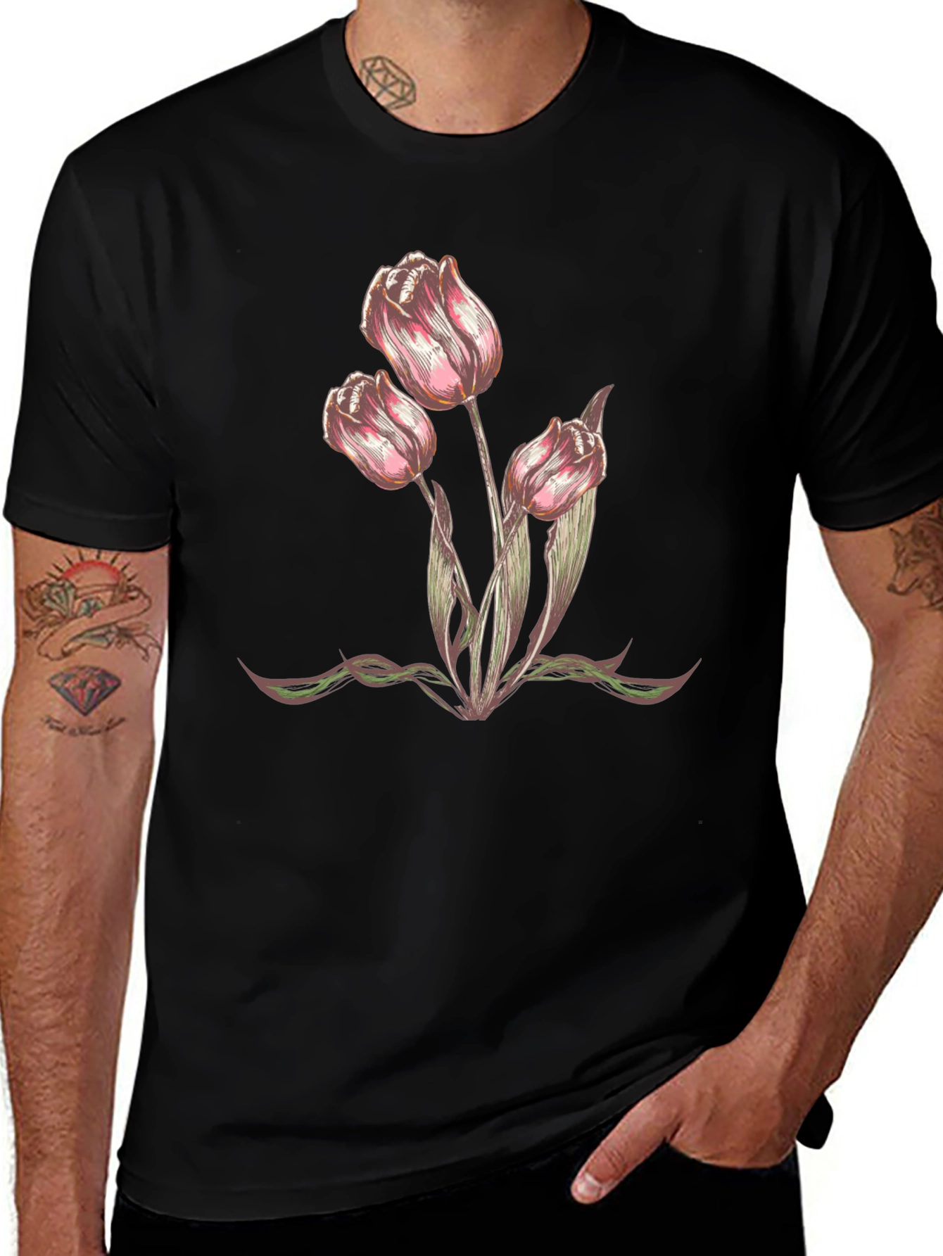 Floral Tulip Graphic T-Shirt - Trendy Casual Wear