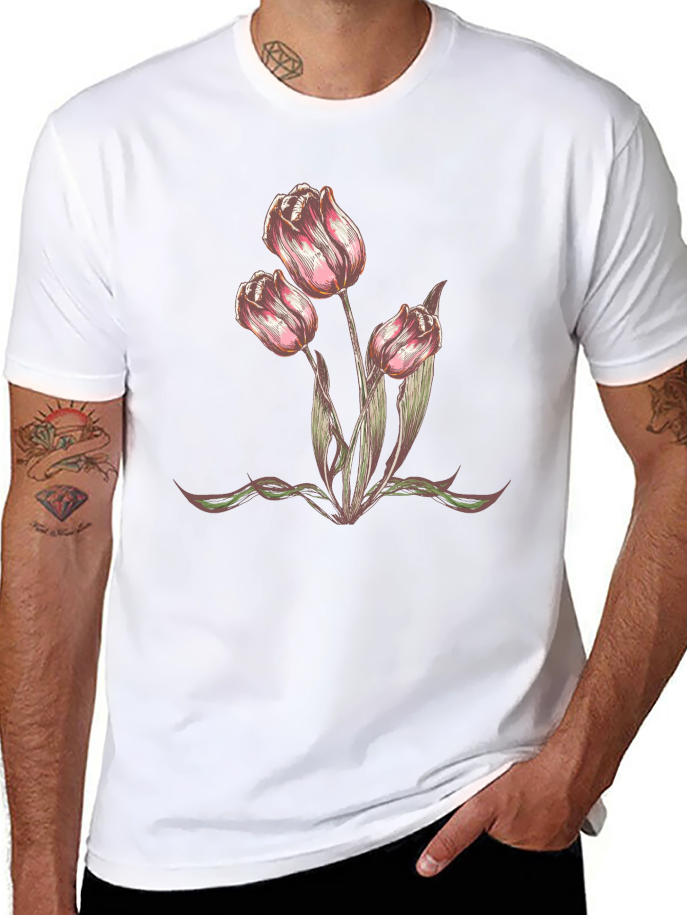 Floral Tulip Graphic T-Shirt - Trendy Casual Wear