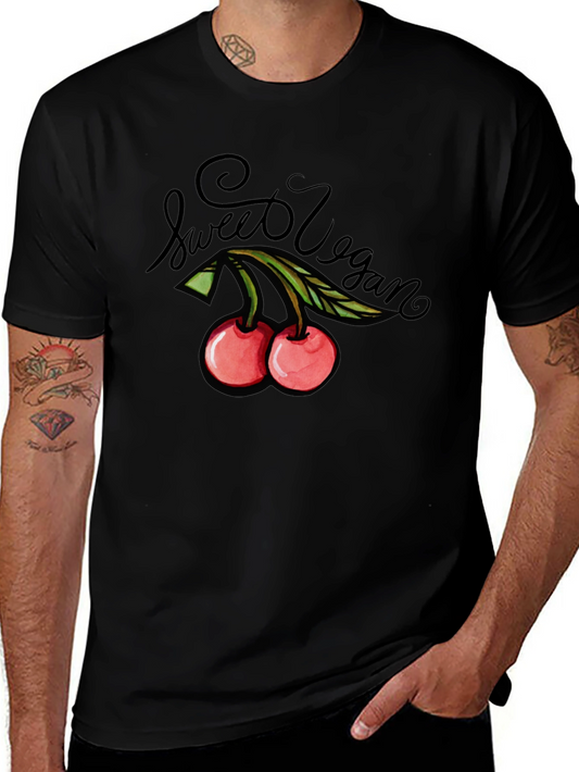Sweet Vegan Cherry Graphic Tee - Unisex Black T-Shirt