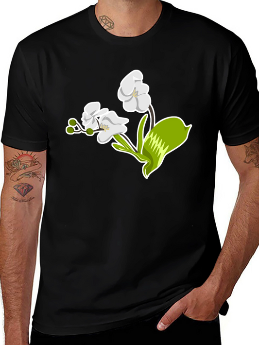 Floral Graphic T-Shirt - Elegant Orchid Design