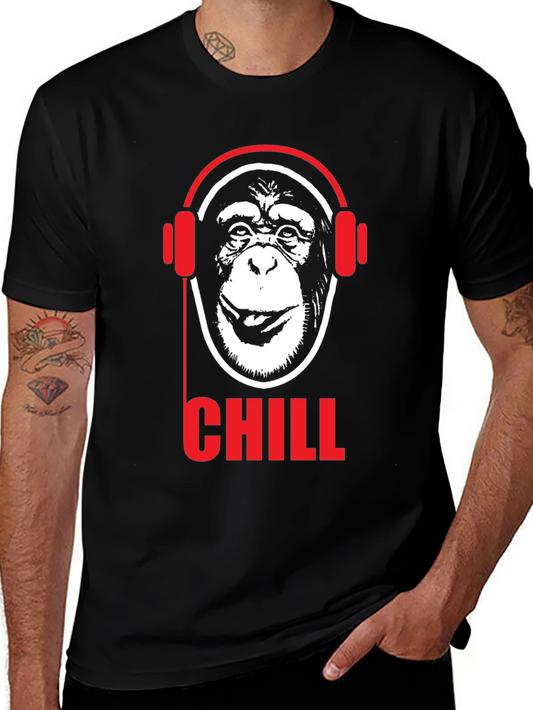 Chill Monkey Graphic Tee - Red & Black