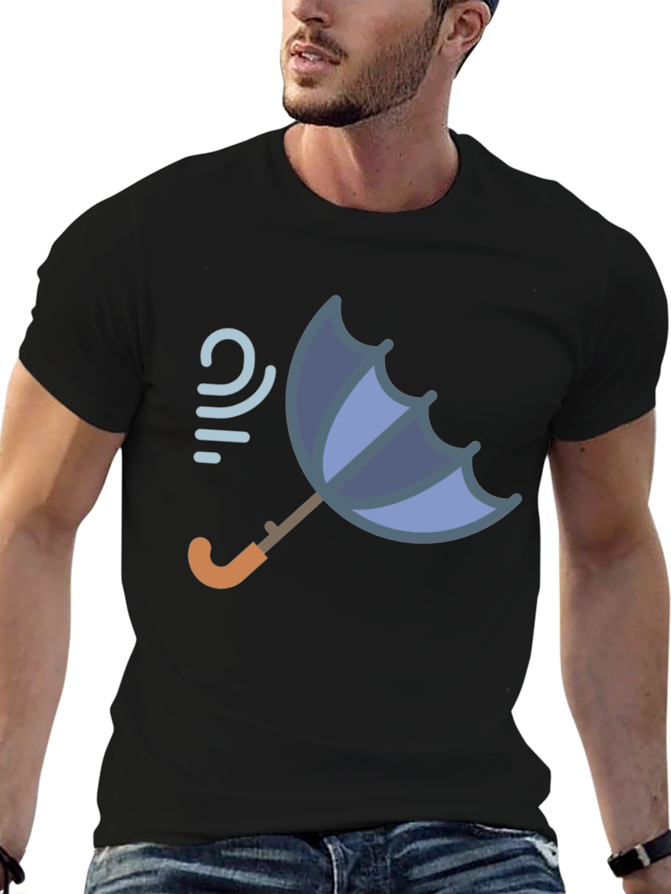 Windy Weather Umbrella Graphic T-Shirt