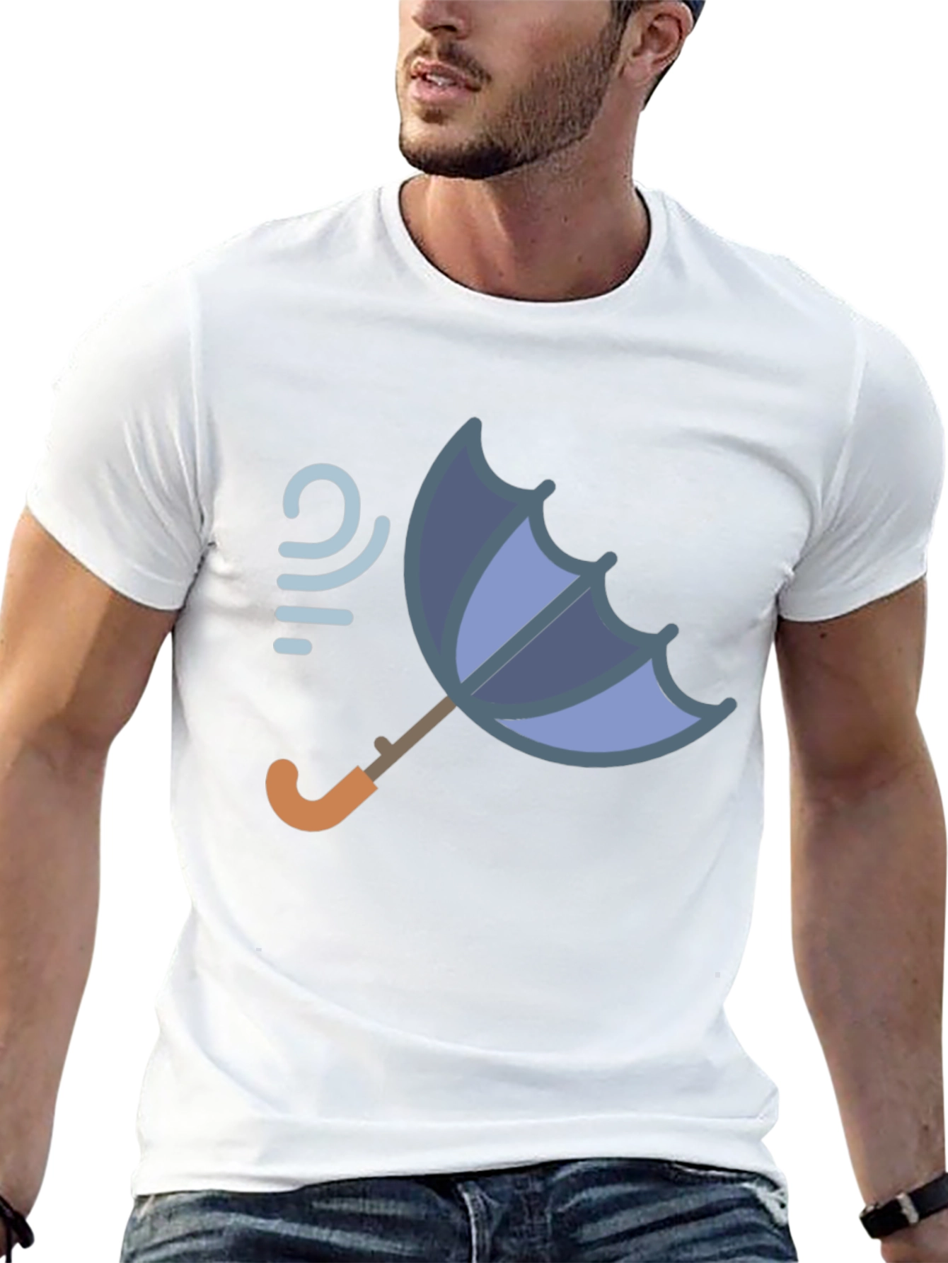 Windy Weather Umbrella Graphic T-Shirt