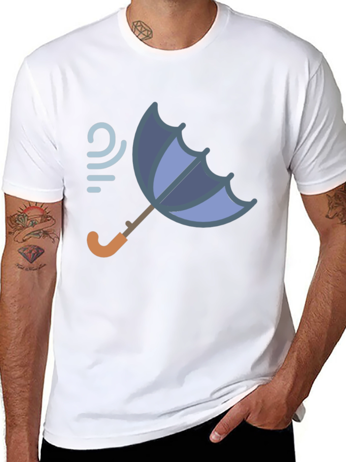 Windy Weather Umbrella Graphic T-Shirt