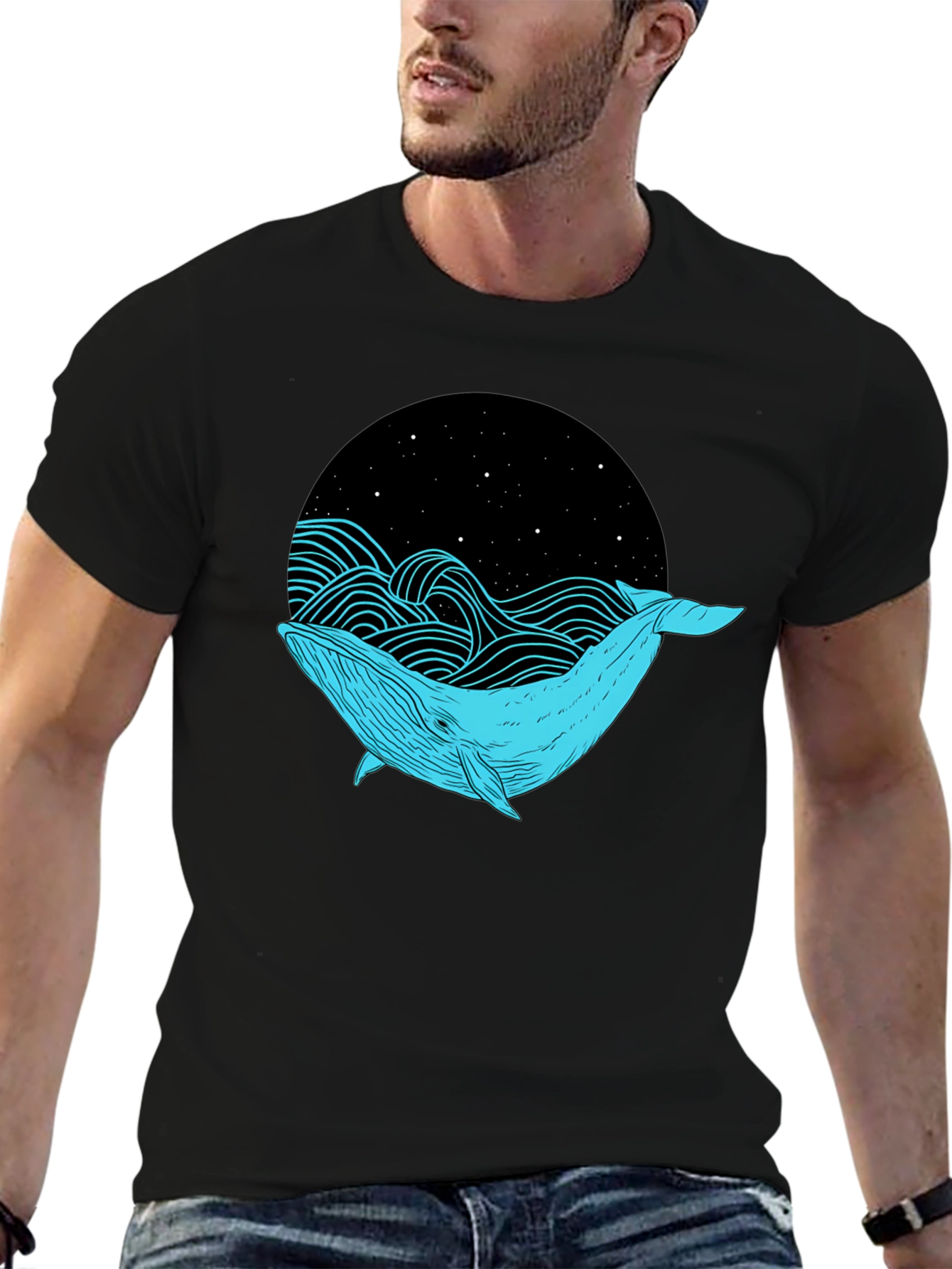 Whale Graphic Black T-Shirt - Unique Design