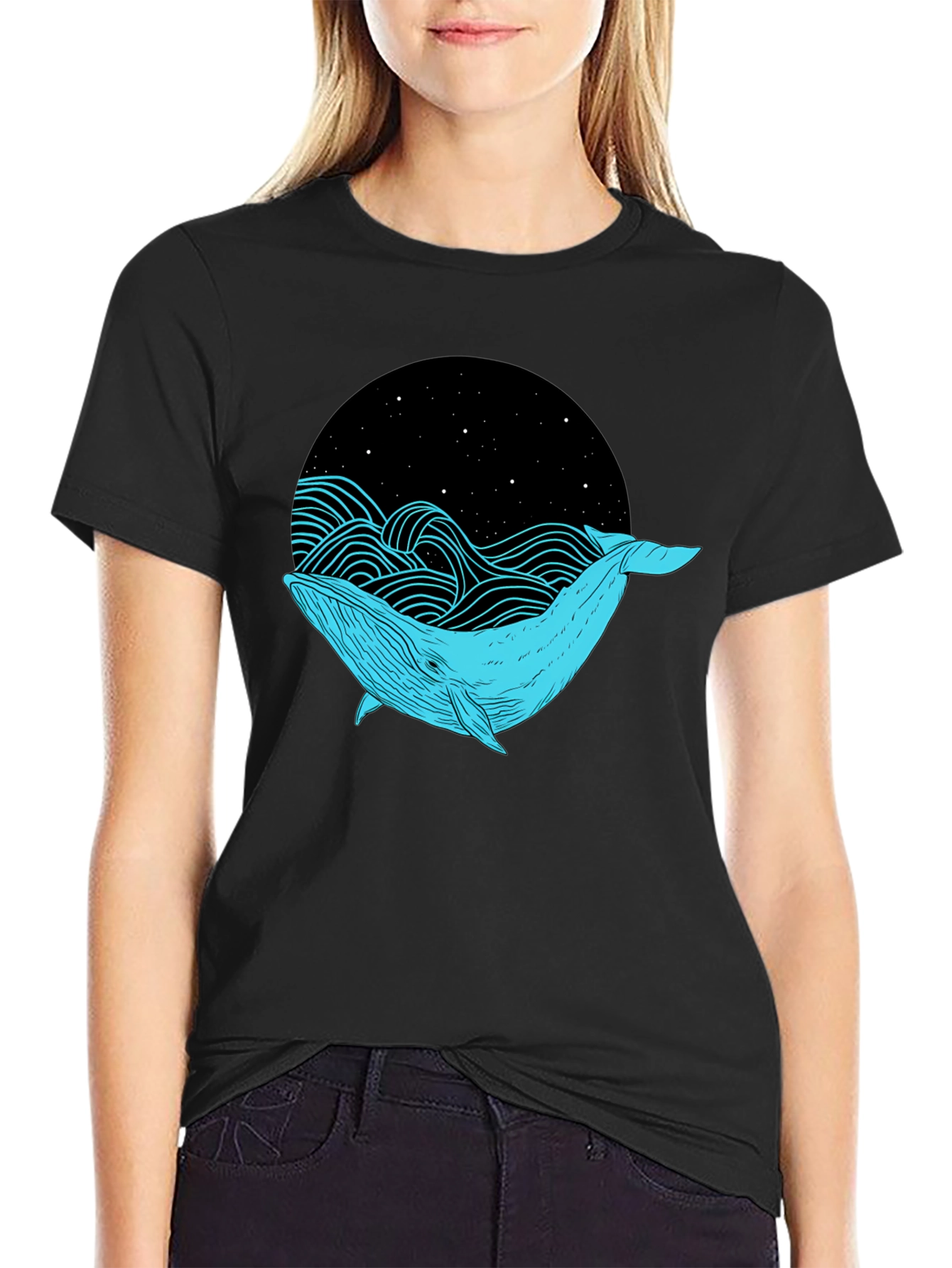 Whale Graphic Black T-Shirt - Unique Design