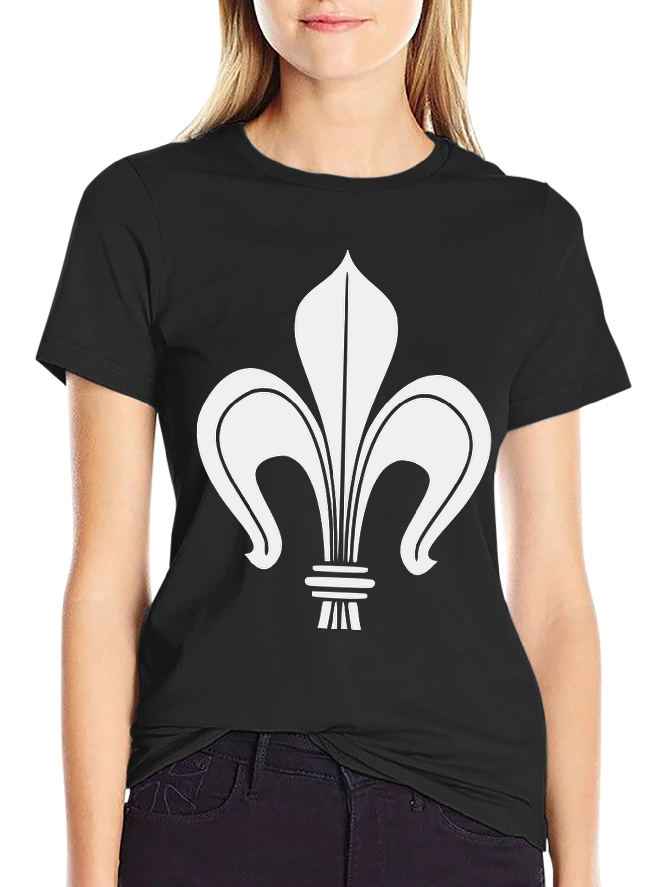 Fleur-de-lis Graphic Tee - Casual Black T-Shirt