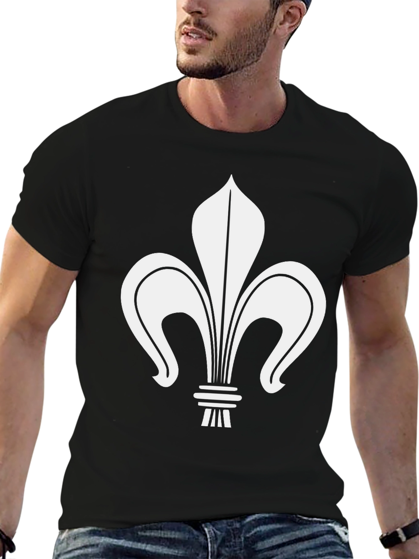 Fleur-de-lis Graphic Tee - Casual Black T-Shirt