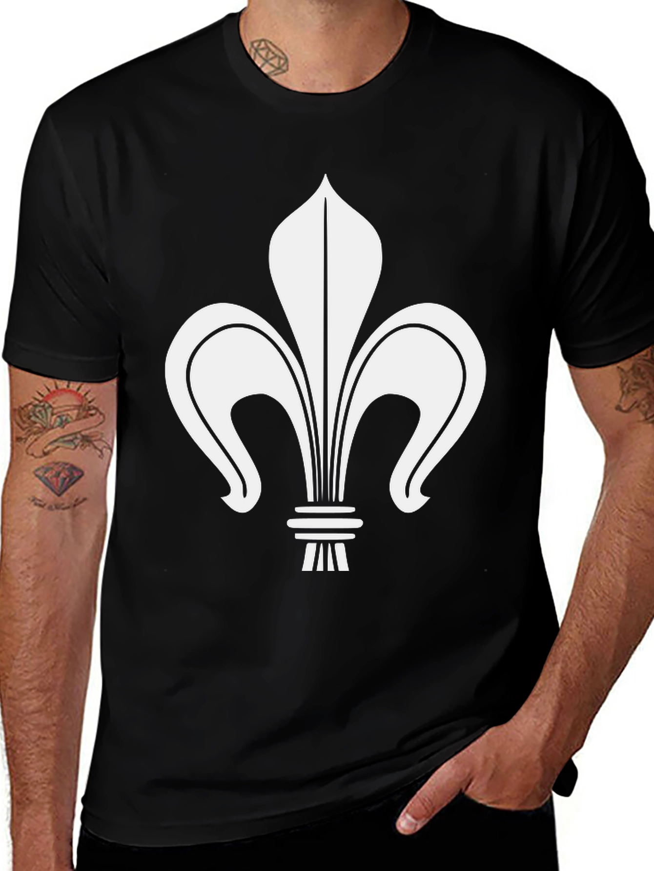 Fleur-de-lis Graphic Tee - Casual Black T-Shirt