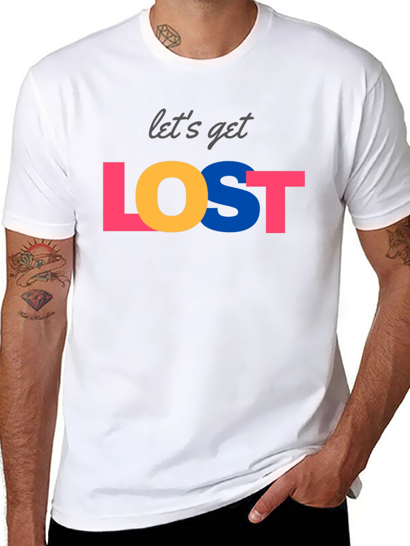 Lets Get Lost Graphic Tee - Black Crew Neck