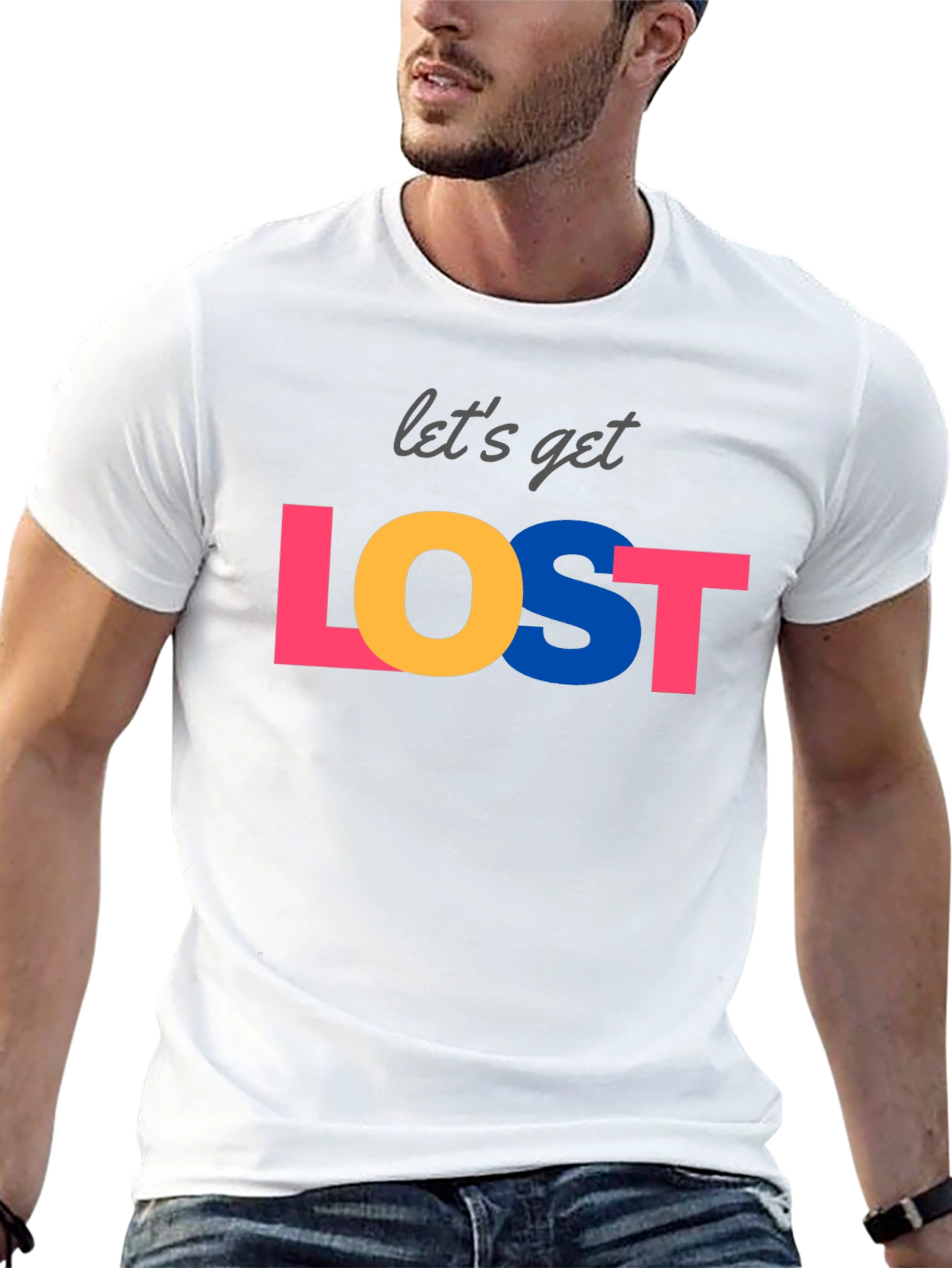 Lets Get Lost Graphic Tee - Black Crew Neck