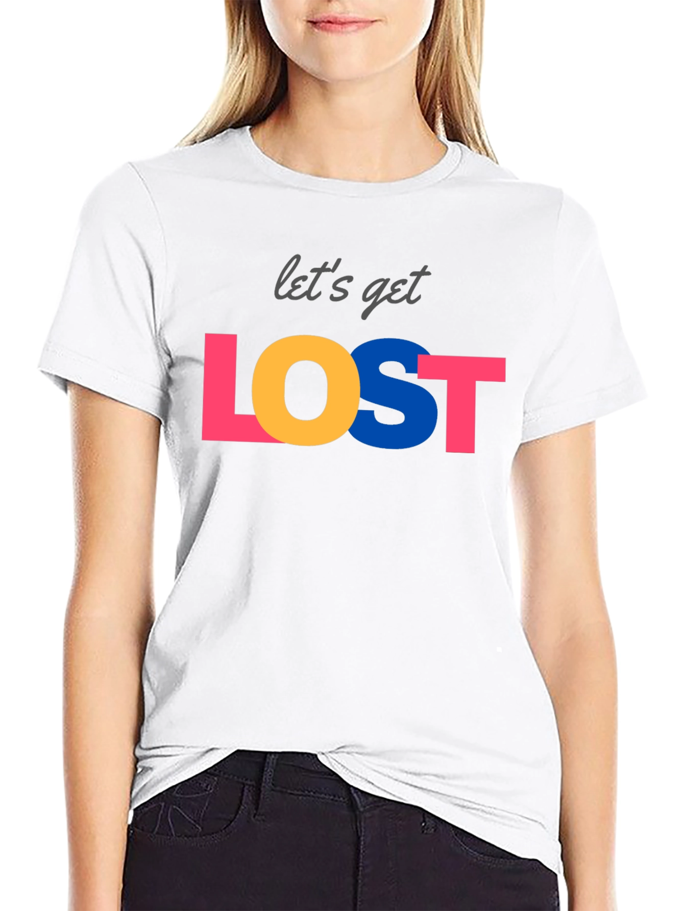 Lets Get Lost Graphic Tee - Black Crew Neck