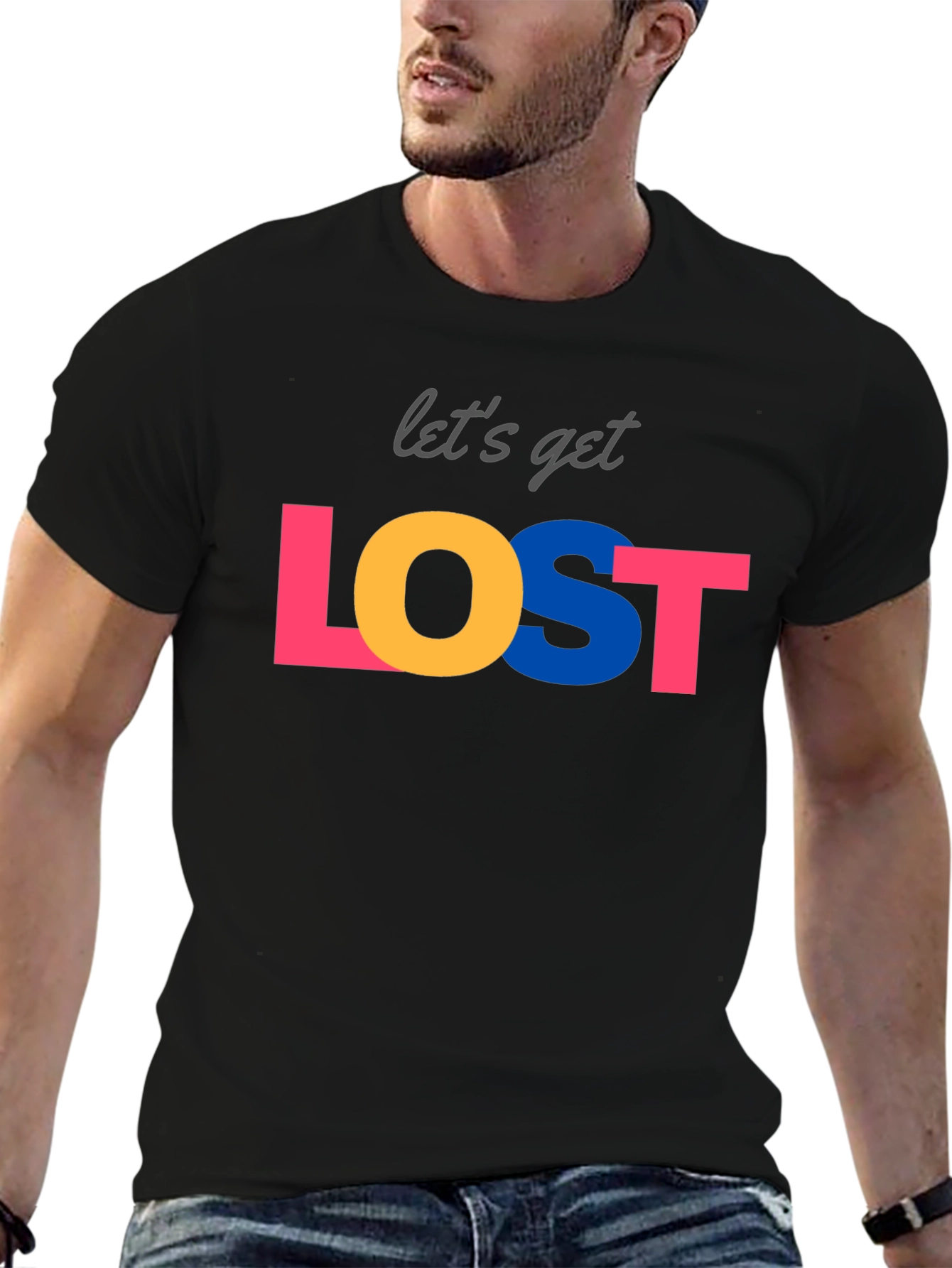 Lets Get Lost Graphic Tee - Black Crew Neck