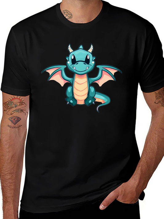 Cute Cartoon Dragon Black T-Shirt