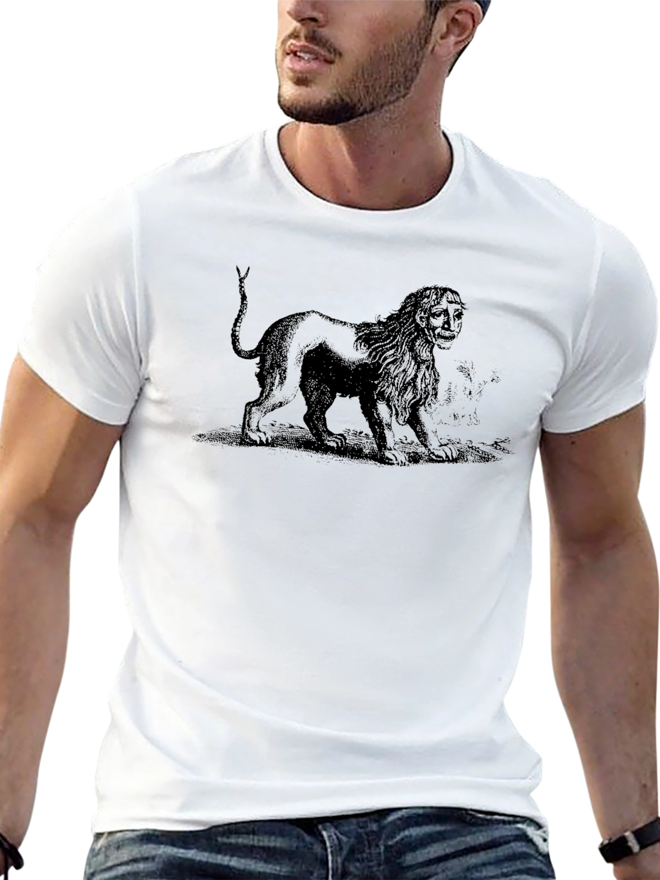 Lion Head Man Graphic T-Shirt