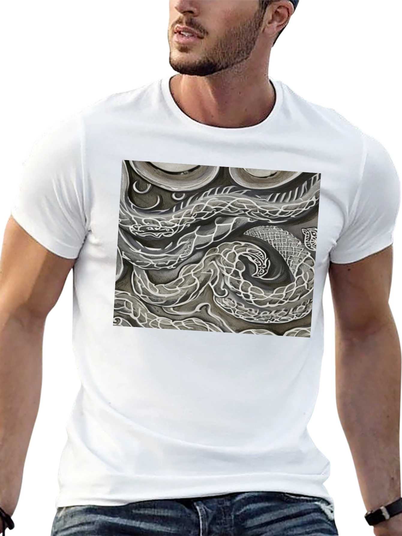 Abstract Dragon Graphic Black T-Shirt