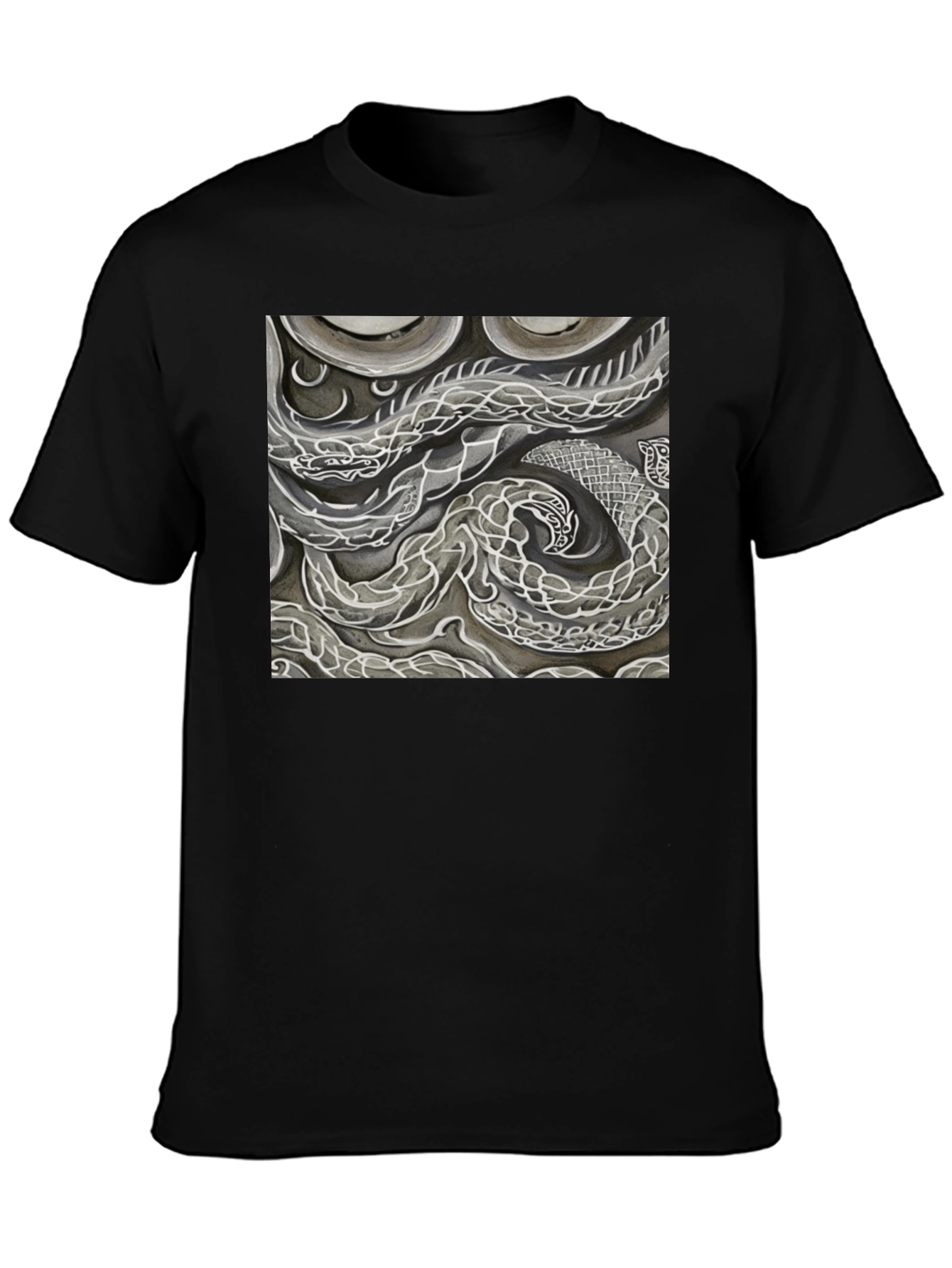 Abstract Dragon Graphic Black T-Shirt