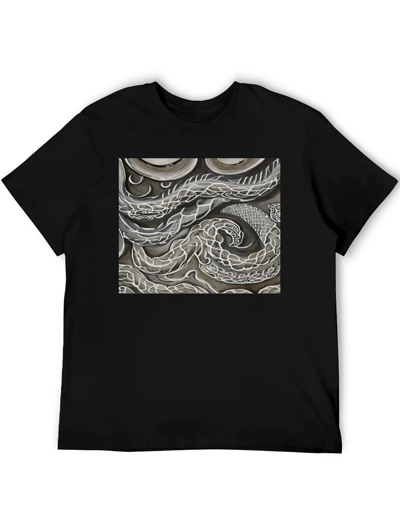 Abstract Dragon Graphic Black T-Shirt