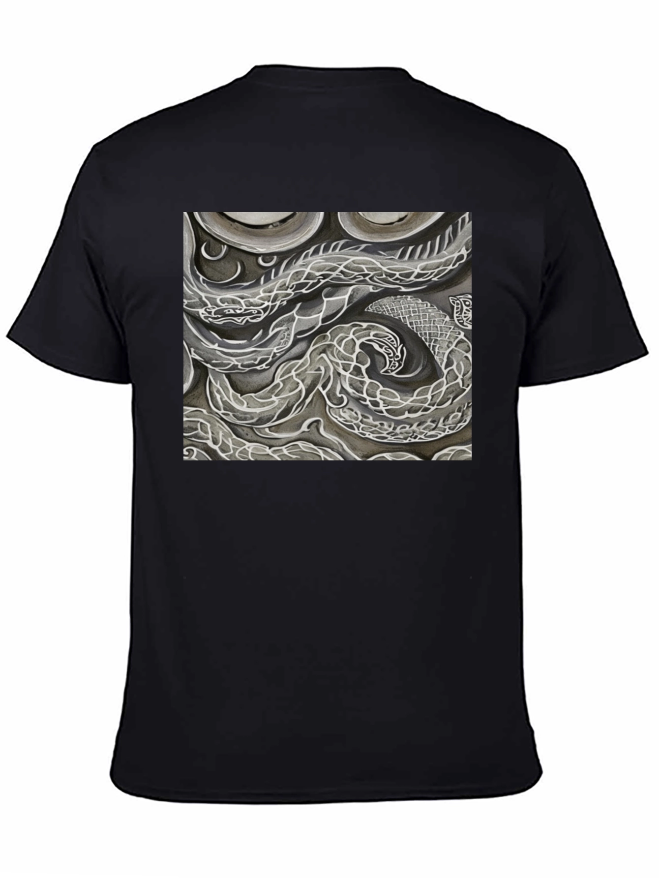 Abstract Dragon Graphic Black T-Shirt