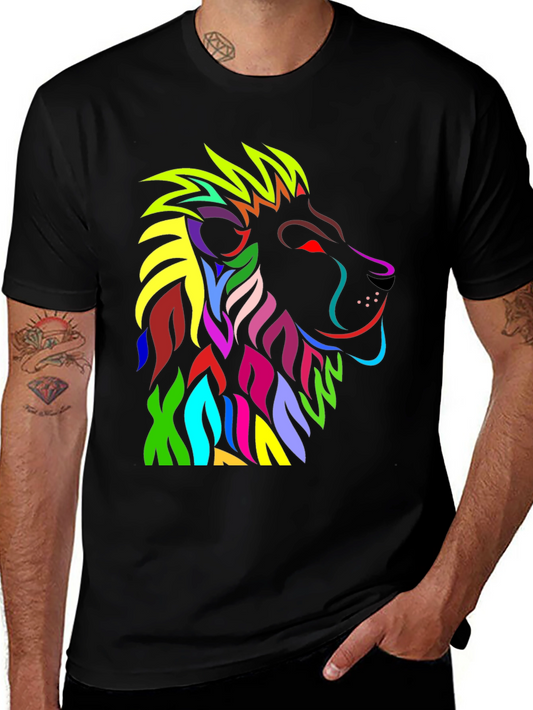 Vibrant Lion Graphic T-Shirt - Bold Colorful Design